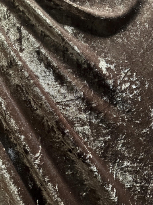 BROWN Ice Crushed Stretch Velvet Fabric (58 in.) Sold By The Yard