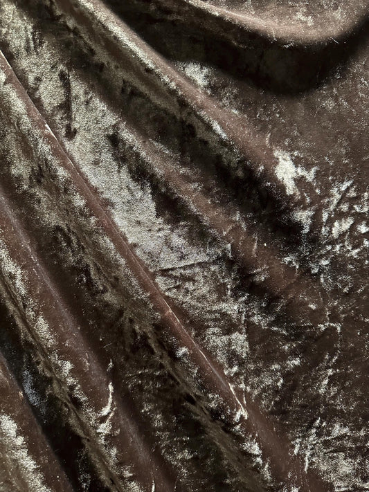 BROWN Ice Crushed Stretch Velvet Fabric (58 in.) Sold By The Yard
