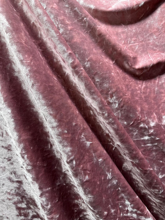 ROSE PINK Ice Crushed Stretch Velvet Fabric (58 in.) Sold By The Yard
