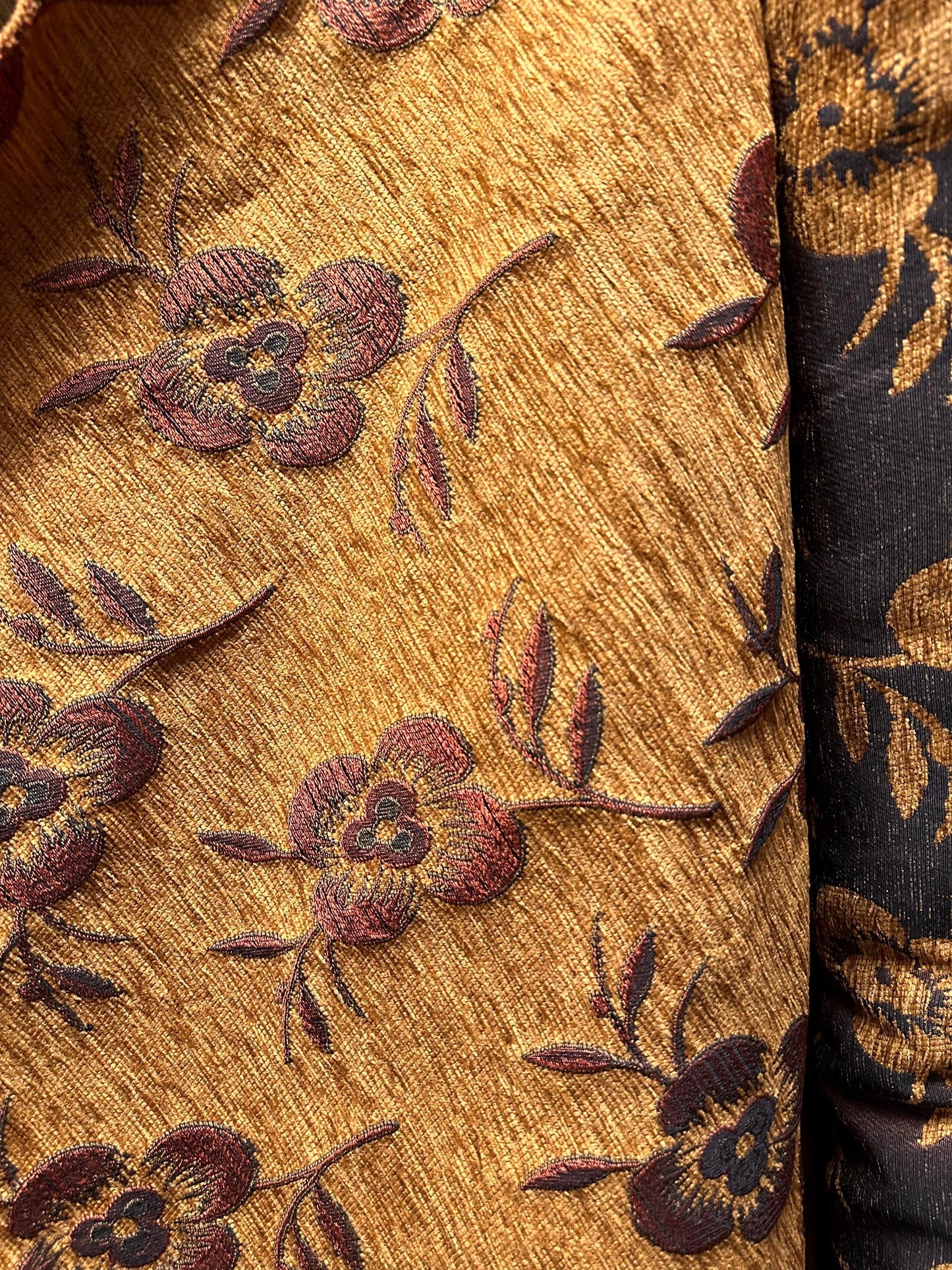 COPPER BROWN Floral Chenille Upholstery Fabric (54 in.) Sold By The Yard