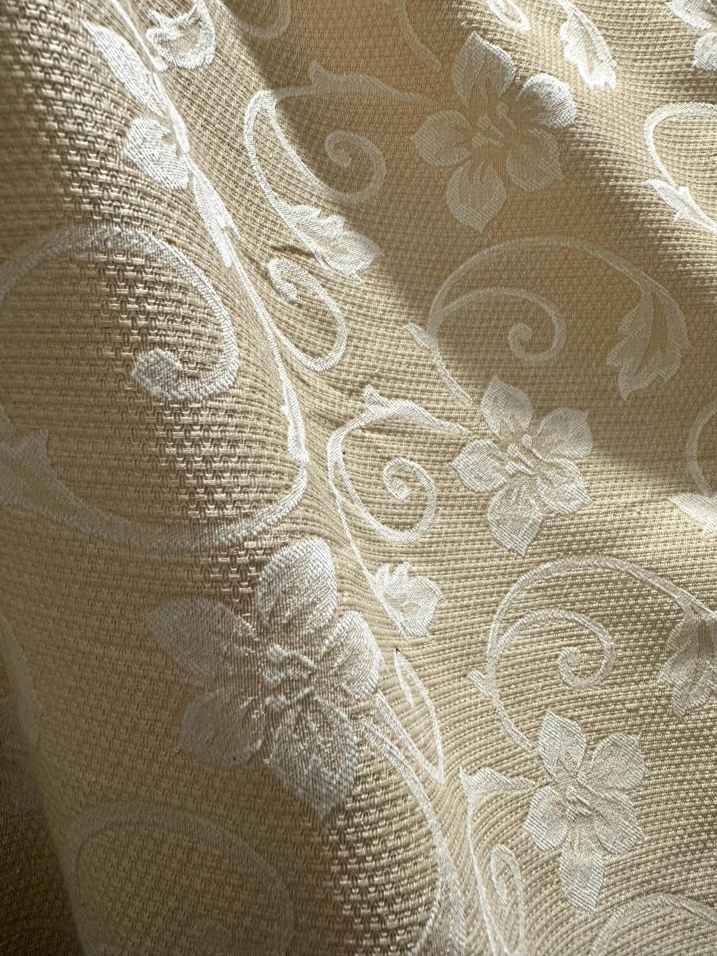 IVORY Floral Upholstery Brocade Fabric (54 in.) Sold By The Yard