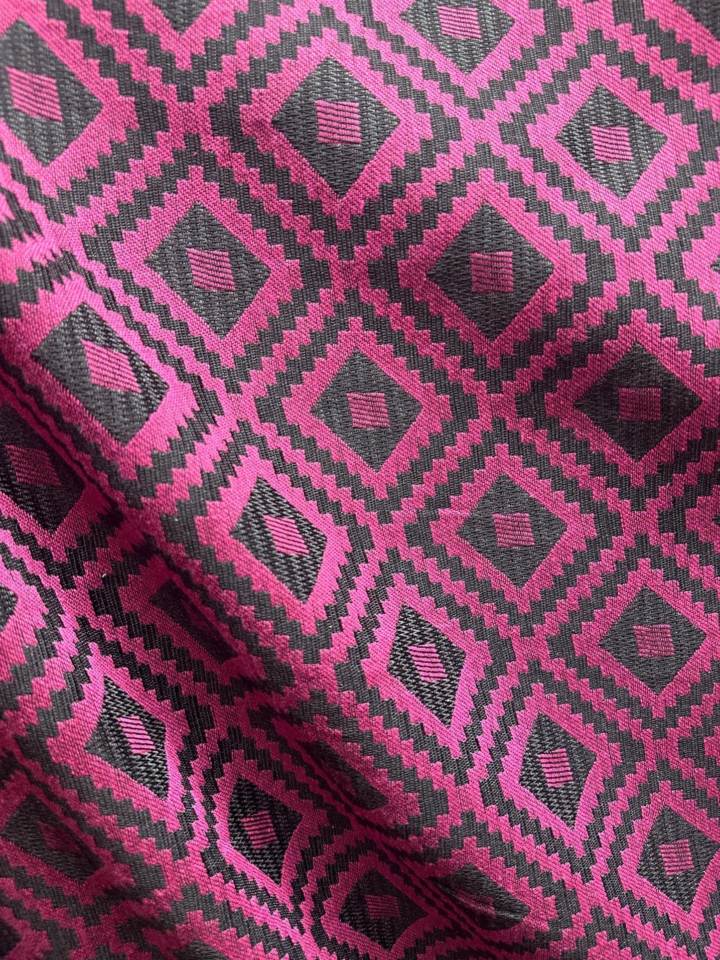 FUCHSIA PINK GRAY Diamond Upholstery Brocade Fabric (56 in.) Sold By The Yard