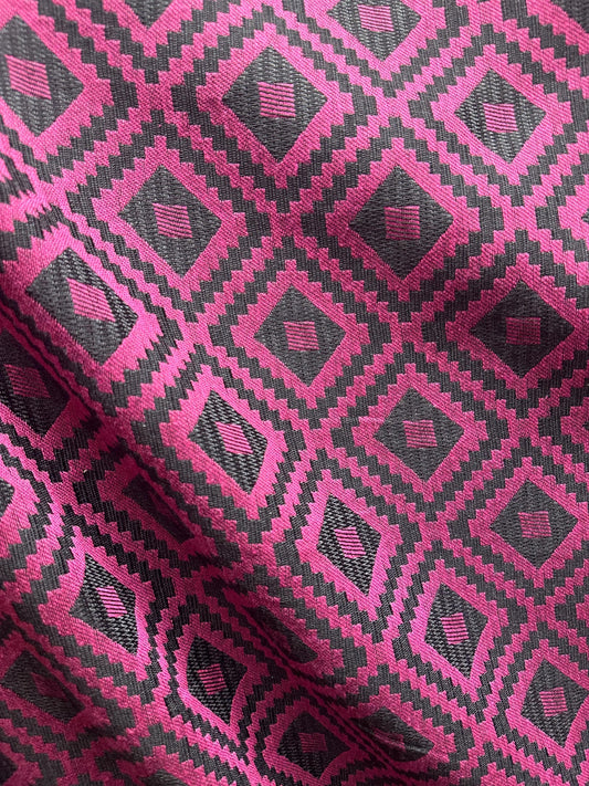 FUCHSIA PINK GRAY Diamond Upholstery Brocade Fabric (56 in.) Sold By The Yard