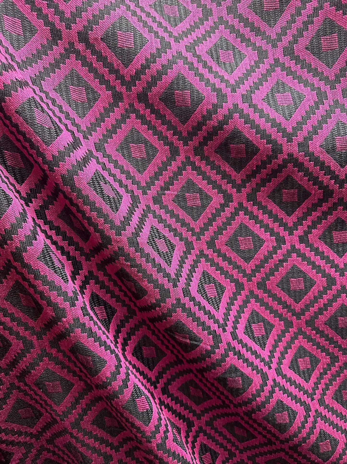 FUCHSIA PINK GRAY Diamond Upholstery Brocade Fabric (56 in.) Sold By The Yard
