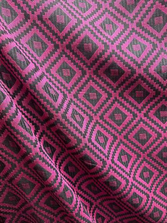 FUCHSIA PINK GRAY Diamond Upholstery Brocade Fabric (56 in.) Sold By The Yard