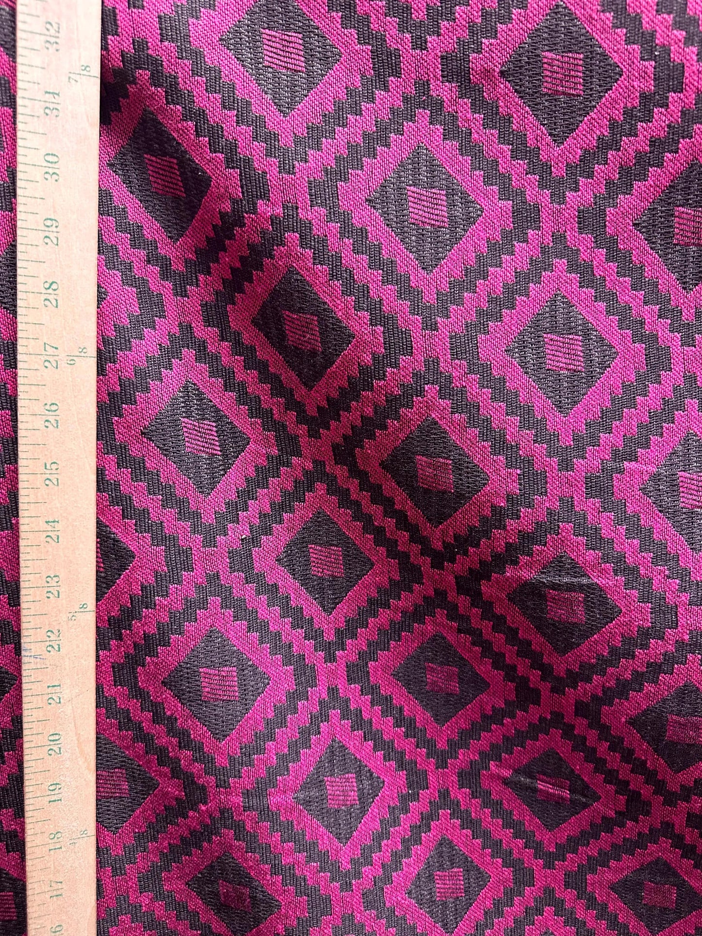 FUCHSIA PINK GRAY Diamond Upholstery Brocade Fabric (56 in.) Sold By The Yard