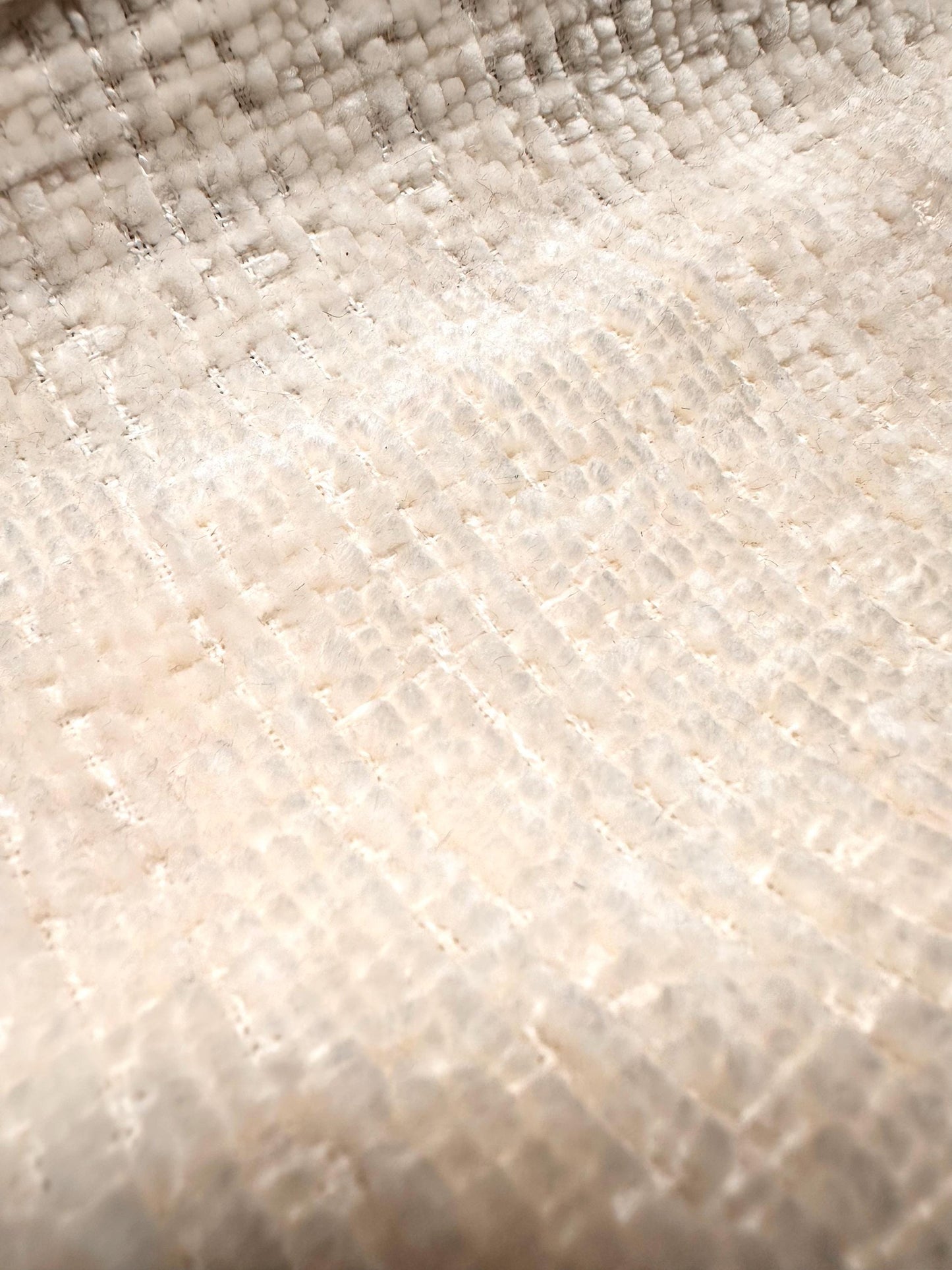 IVORY Soft Textured Chenille Velvet Upholstery Fabric (56 in.) Sold By The Yard