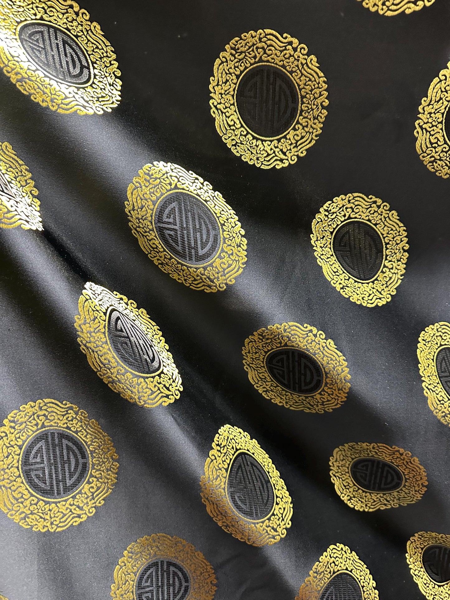 BLACK GOLD Asian Brocade Fabric (60 in.) Sold By The Yard