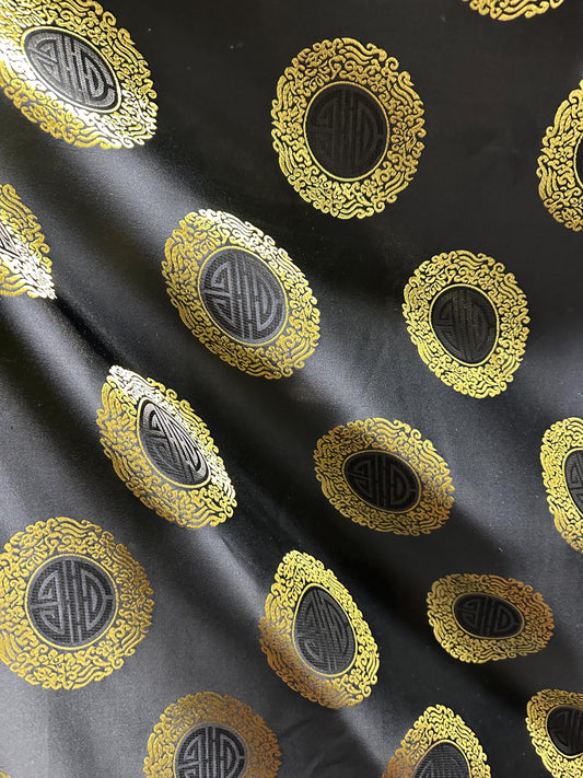 BLACK GOLD Asian Brocade Fabric (60 in.) Sold By The Yard