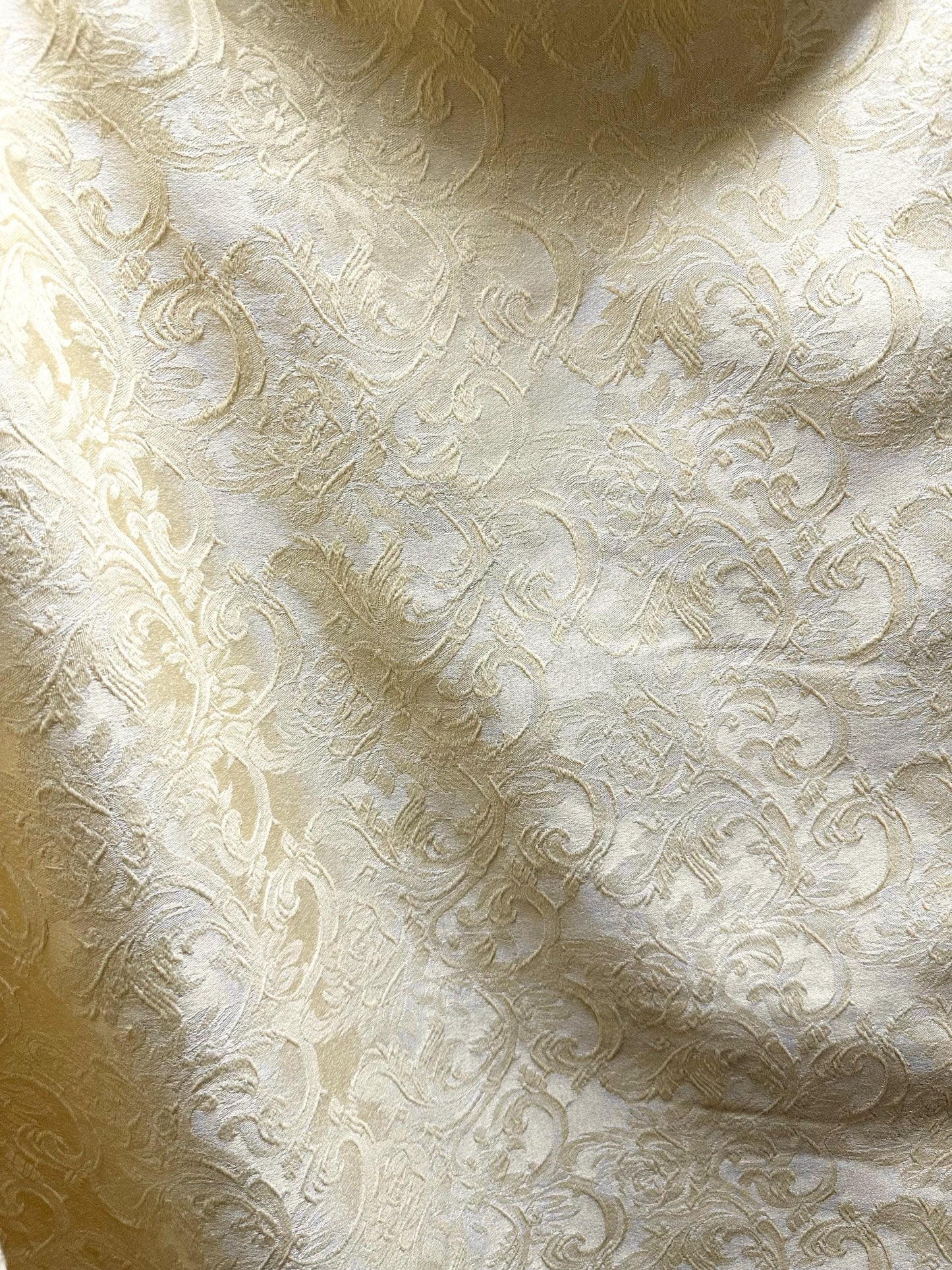 IVORY Damask Floral Upholstery Drapery Brocade Fabric (110 in.) Sold By The Yard