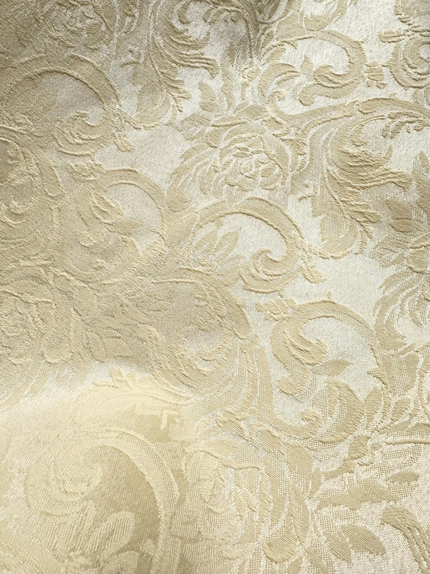 IVORY Damask Floral Upholstery Drapery Brocade Fabric (110 in.) Sold By The Yard