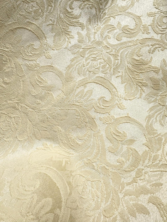 IVORY Damask Floral Upholstery Drapery Brocade Fabric (110 in.) Sold By The Yard
