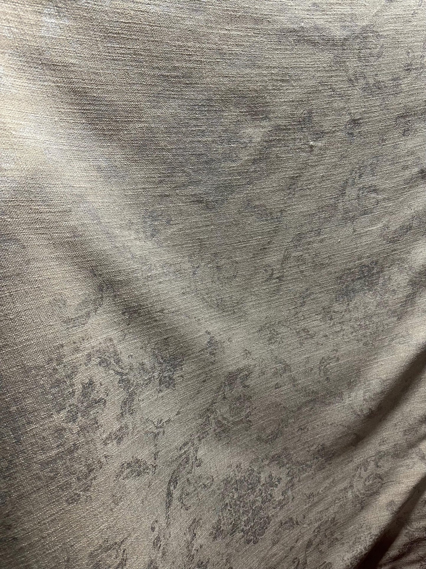 BEIGE SILVER Damask Upholstery Linen Fabric (54 in.) Sold By The Yard
