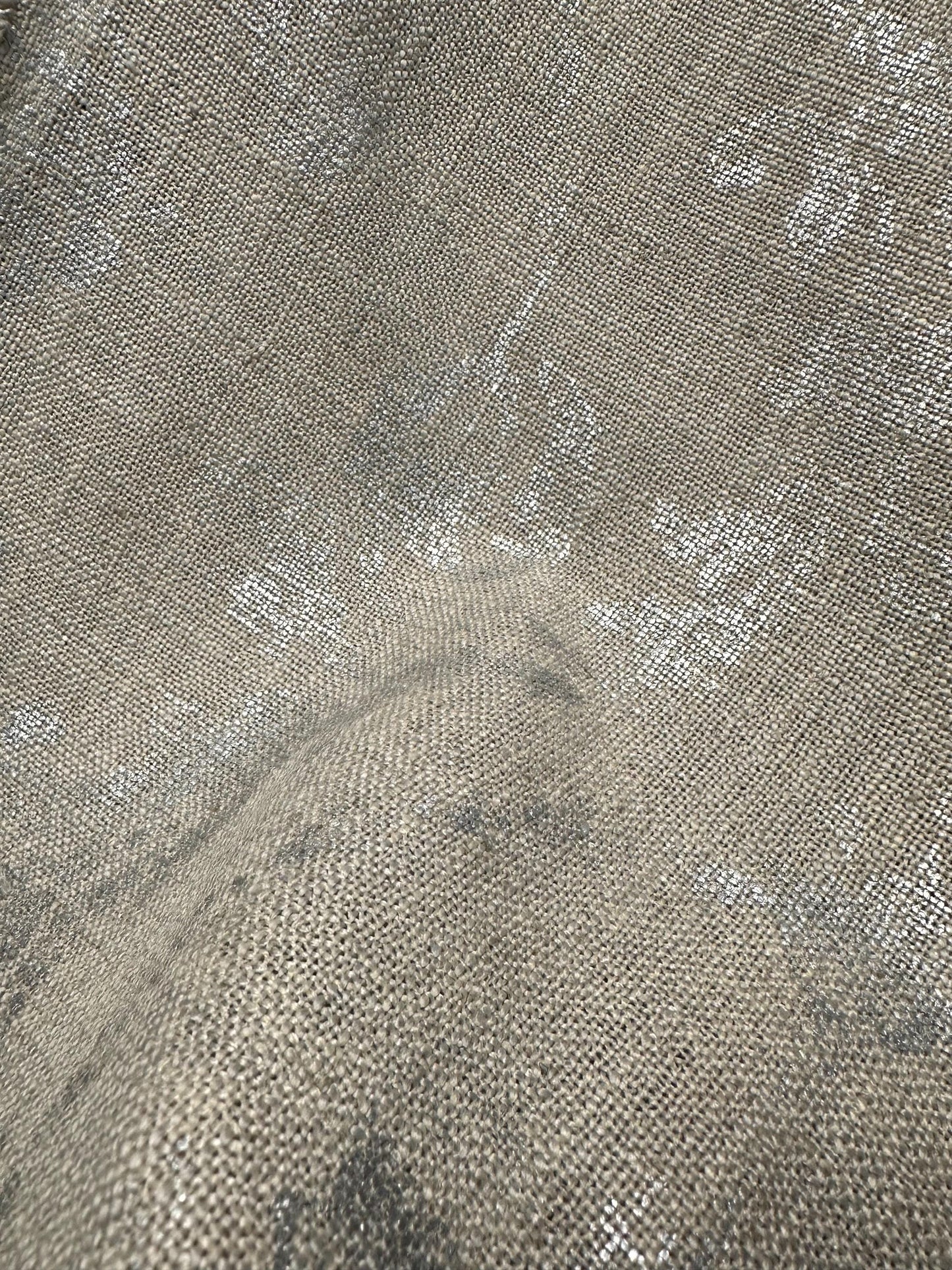 BEIGE SILVER Damask Upholstery Linen Fabric (54 in.) Sold By The Yard