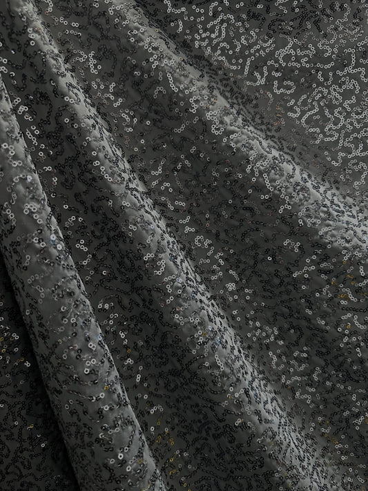 DARK GRAY Sequins Spandex Stretch Fabric (55 in.) Sold By The Yard