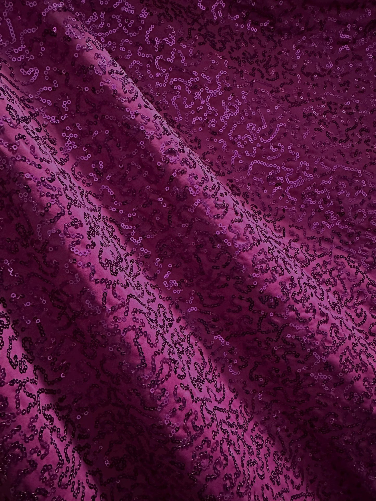 DARK MAGENTA Sequins Spandex Stretch Fabric (55 in.) Sold By The Yard