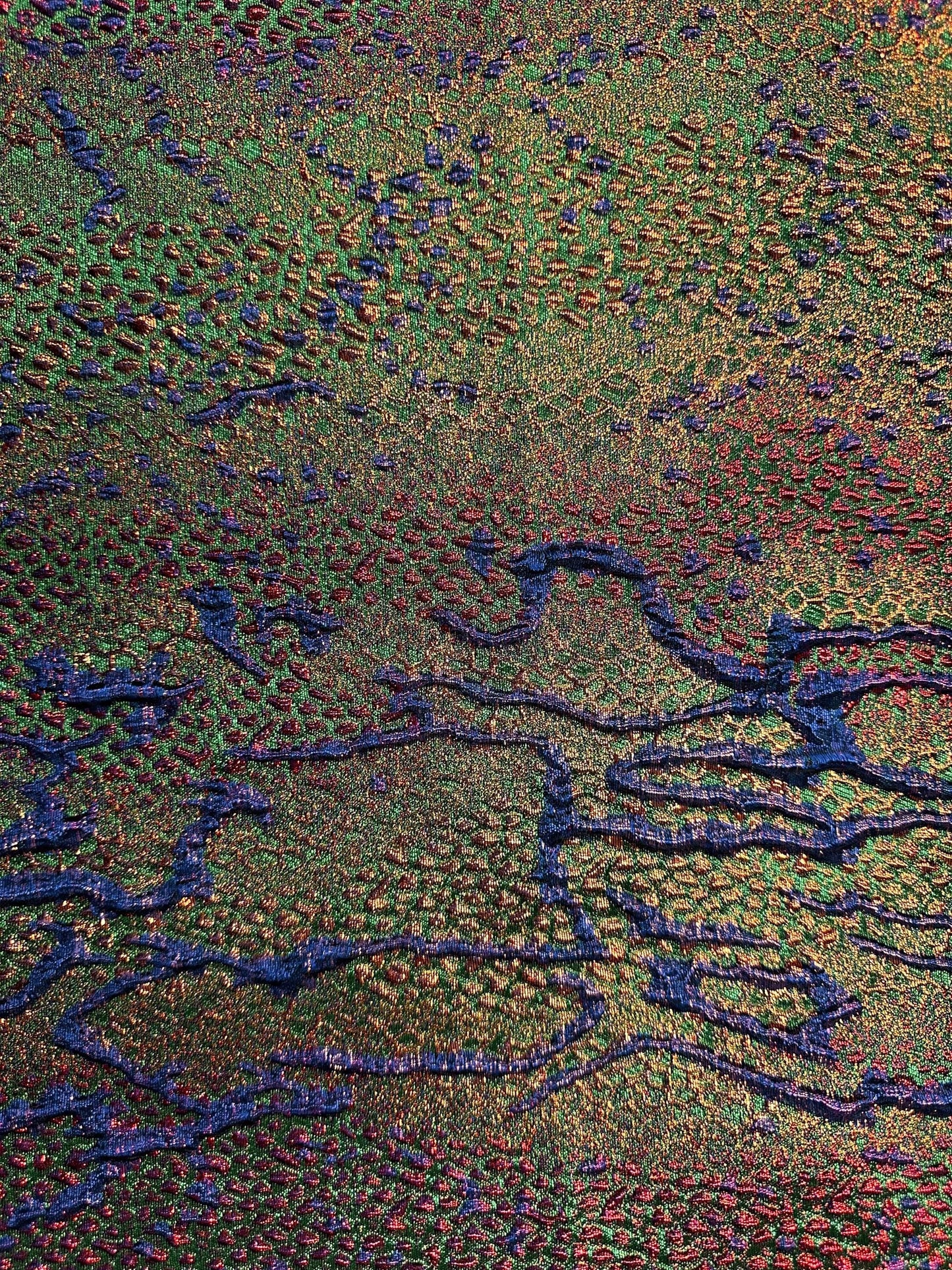 BLUE Multicolor Reptile Pattern Metallic Brocade Fabric (60 in.) Sold By The Yard