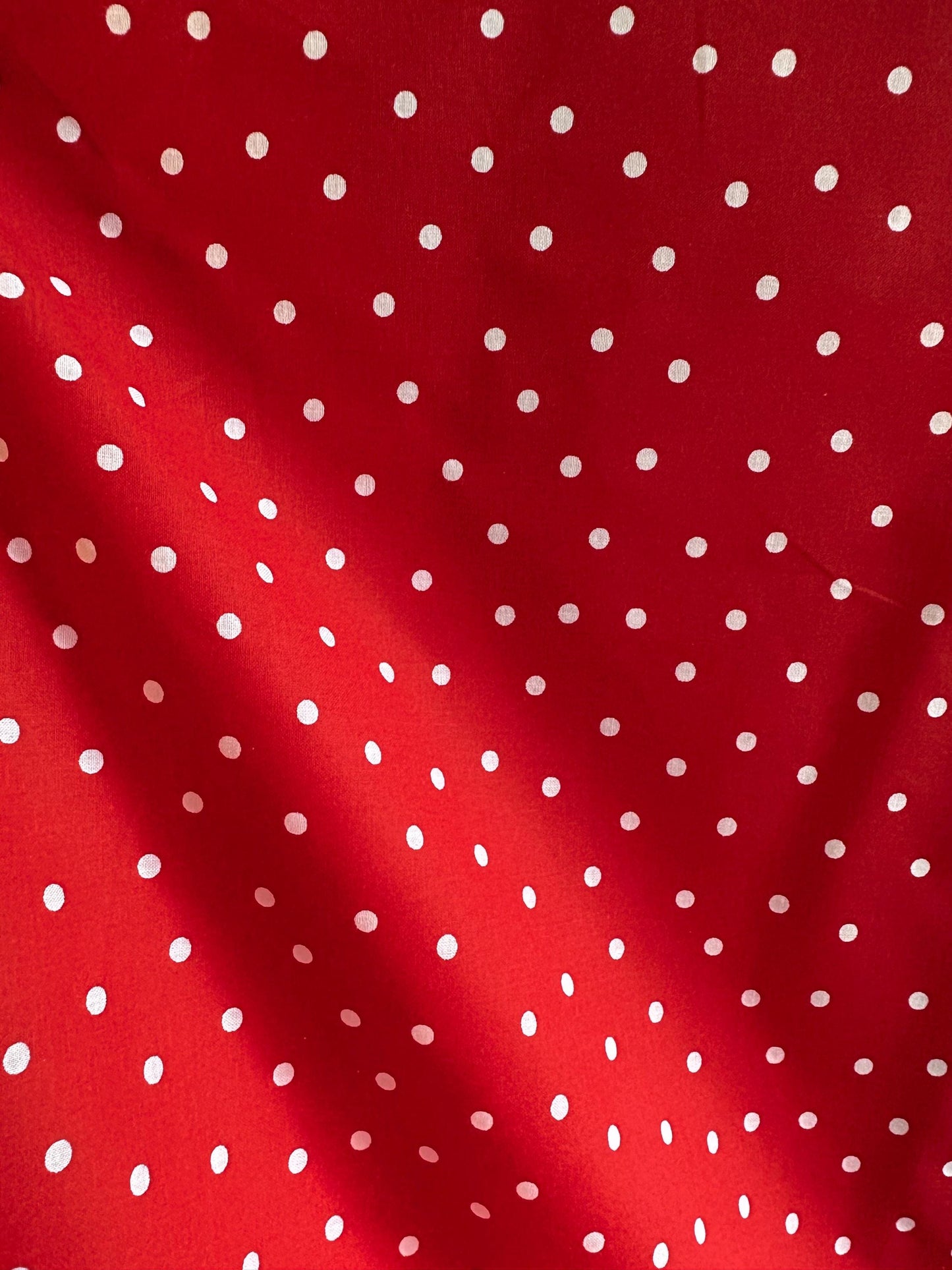 Red White Small Polka Dot 100% Cotton Fabric (45 in.) Sold By The Yard