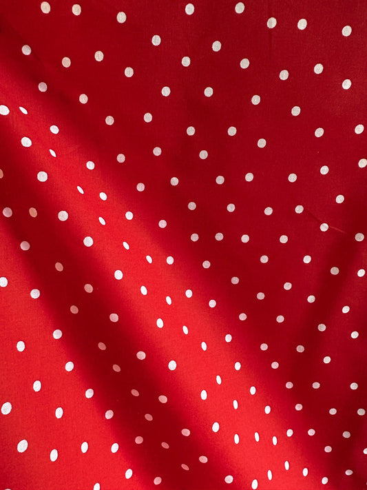 Red White Small Polka Dot 100% Cotton Fabric (45 in.) Sold By The Yard