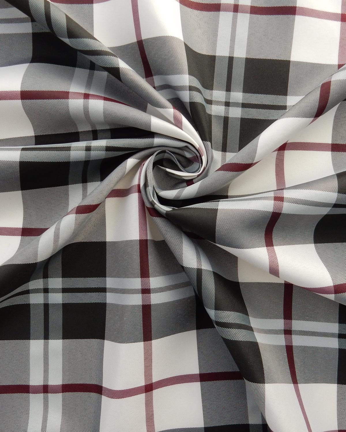 White Black Red Tartan Plaid Taffeta Fabric (60 in.) Sold By The Yard