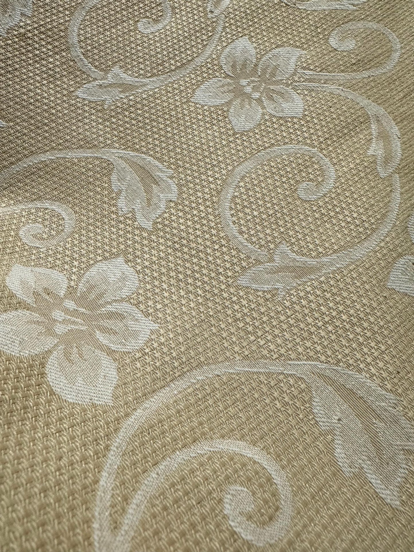 IVORY Floral Upholstery Brocade Fabric (54 in.) Sold By The Yard