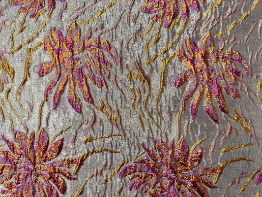 BEIGE PINK GOLD Floral Brocade Fabric (60 in.) Sold By The Yard