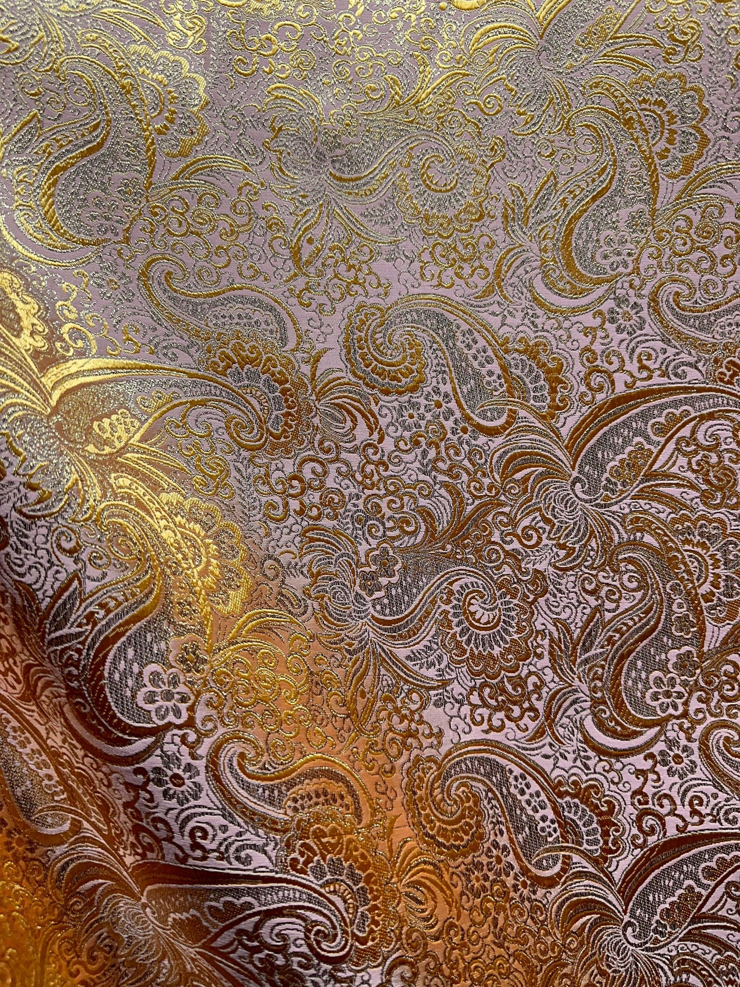 BLUSH PINK GOLD Metallic Paisley Brocade Fabric (60 in.) Sold By The Yard