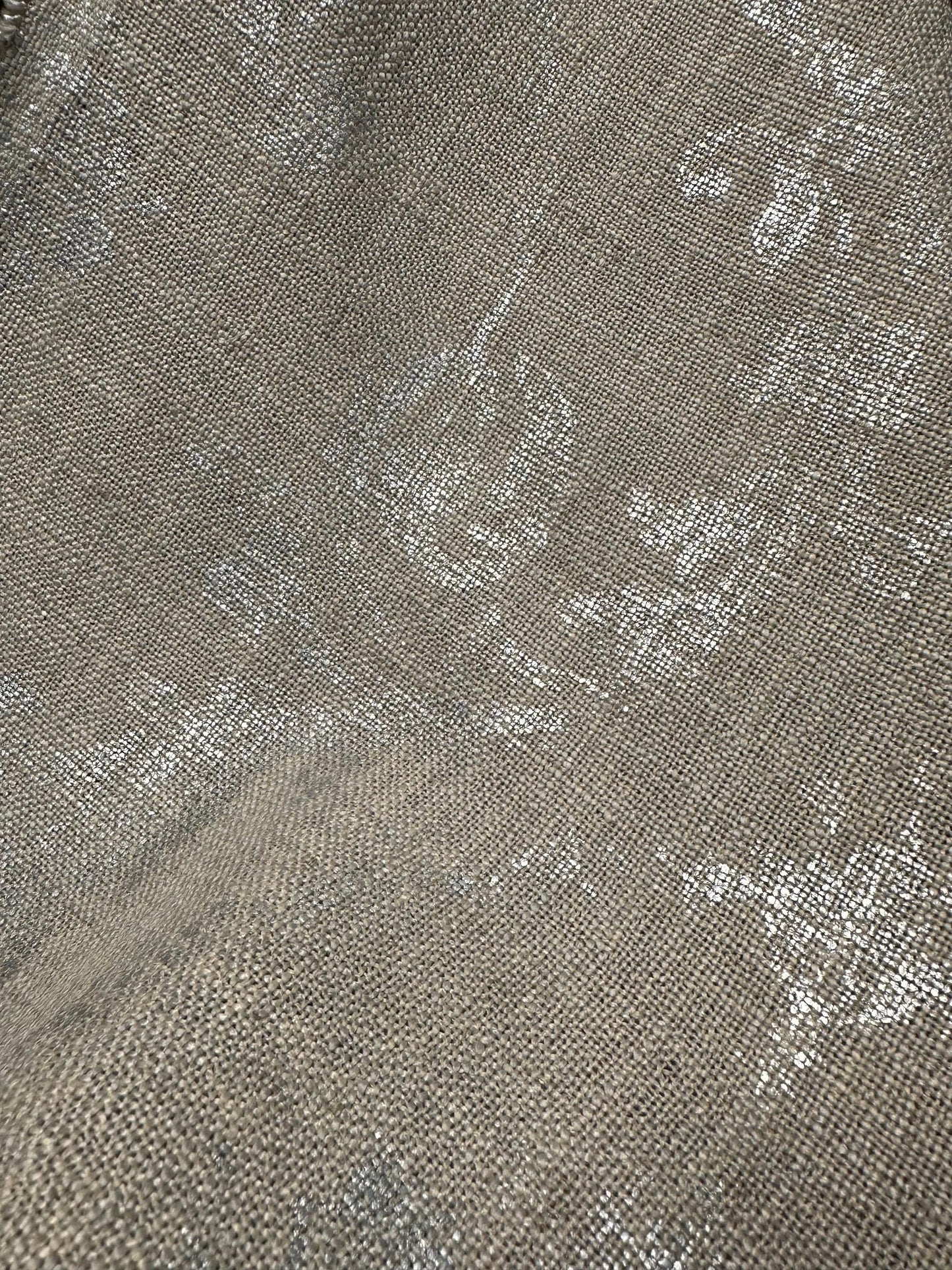 BEIGE SILVER Damask Upholstery Linen Fabric (54 in.) Sold By The Yard
