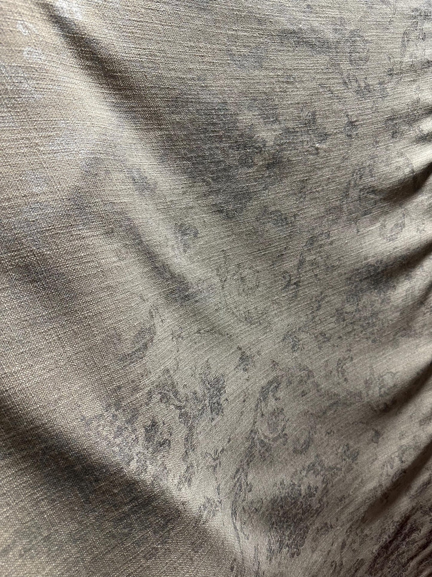BEIGE SILVER Damask Upholstery Linen Fabric (54 in.) Sold By The Yard
