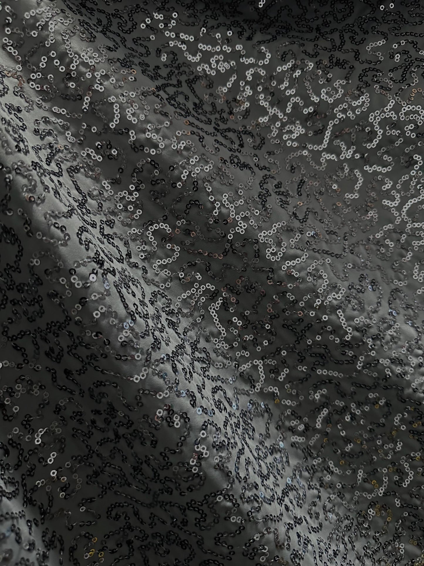 DARK GRAY Sequins Spandex Stretch Fabric (55 in.) Sold By The Yard