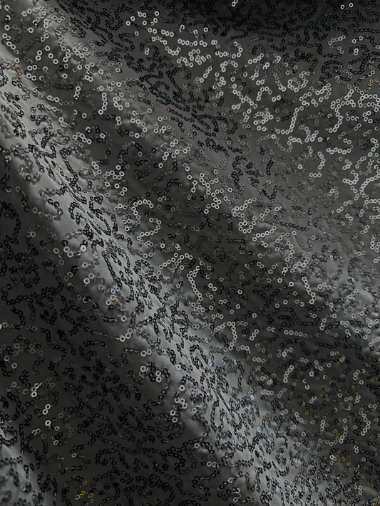 DARK GRAY Sequins Spandex Stretch Fabric (55 in.) Sold By The Yard