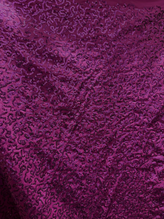 DARK MAGENTA Sequins Spandex Stretch Fabric (55 in.) Sold By The Yard