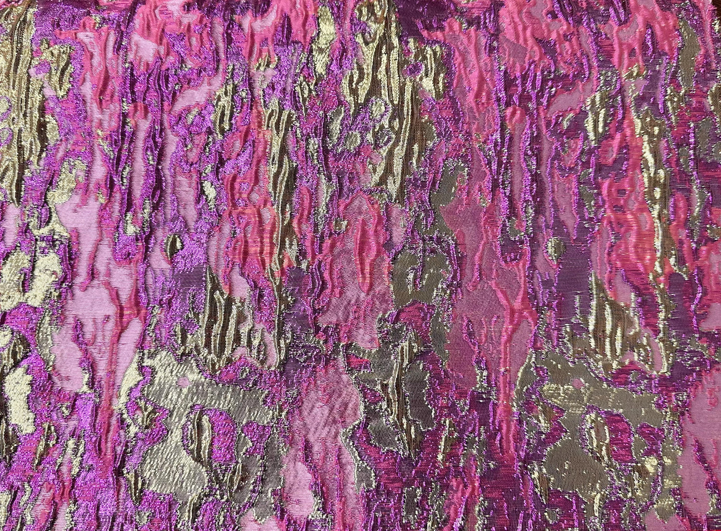 MAGENTA PINK GOLD Metallic Brocade Fabric (60 in.) Sold By The Yard