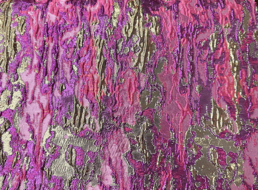 MAGENTA PINK GOLD Metallic Brocade Fabric (60 in.) Sold By The Yard