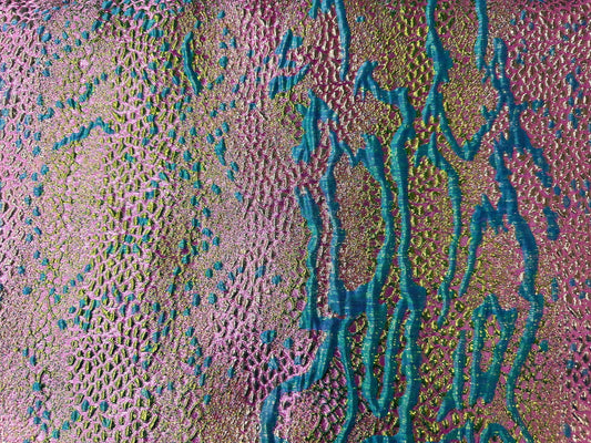 MINT BLUE PINK Multicolor Reptile Pattern Metallic Brocade Fabric (60 in.) Sold By The Yard