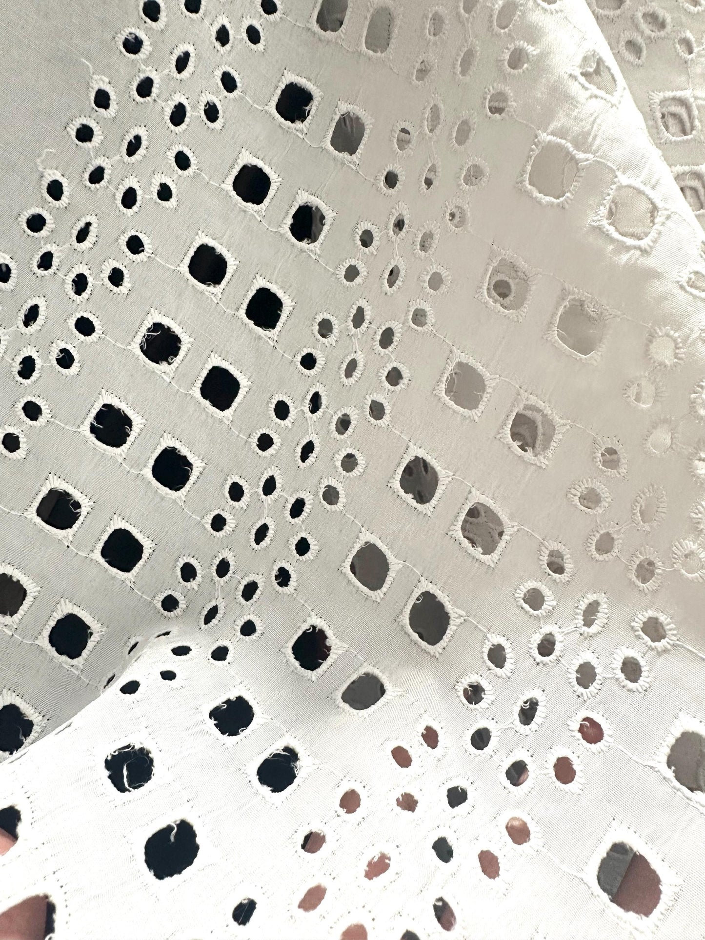 White 100% Cotton Eyelet Embroidered Fabric (56 in.) Sold By The Yard