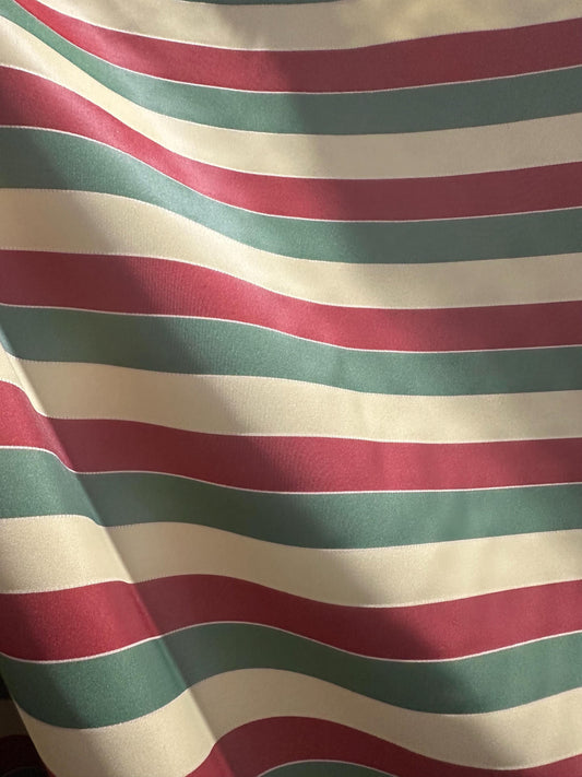 Red Green Yellow Striped Taffeta Fabric (54 in.) Sold By The Yard