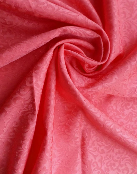 CORAL PINK Floral Brocade Fabric (60 in.) Sold By The Yard