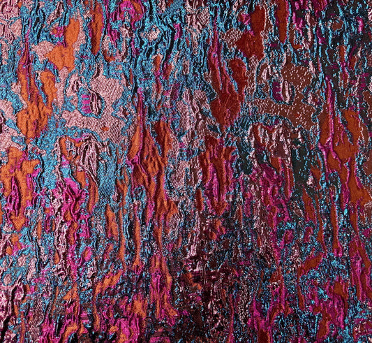 BLUE PINK Multicolor Metallic Brocade Fabric (60 in.) Sold By The Yard