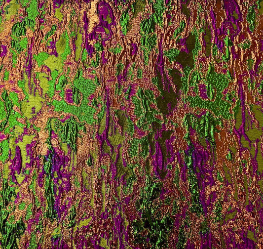 Green Purple Orange Gold Metallic Brocade Fabric (60 in.) Sold By The Yard