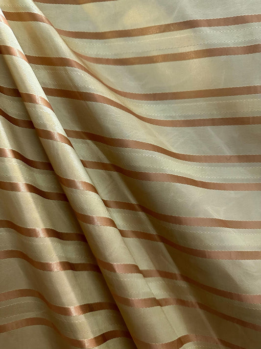 Champagne Gold Copper Striped Taffeta Fabric (54 in.) Sold By The Yard
