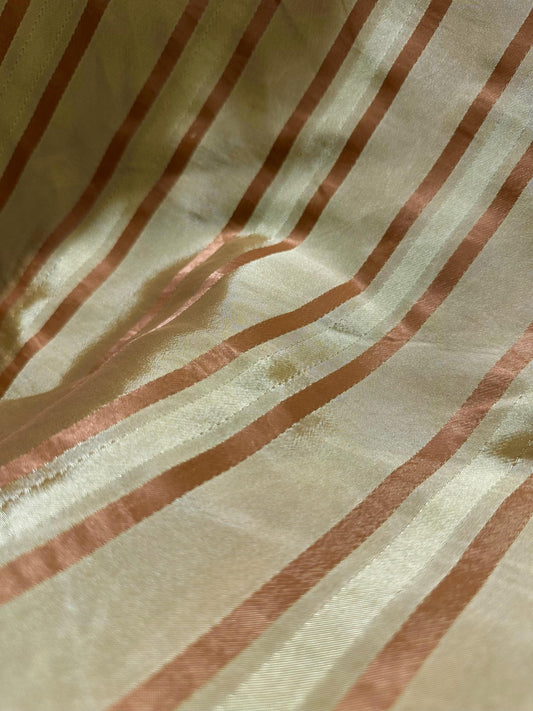 Champagne Gold Copper Striped Taffeta Fabric (54 in.) Sold By The Yard