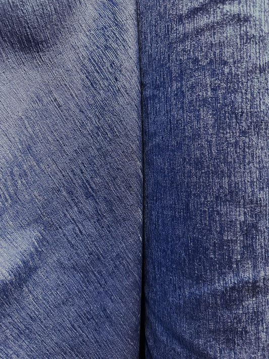 INDIGO BLUE Solid Chenille Velvet Upholstery Drapery Fabric (110 in.) Sold By The Yard