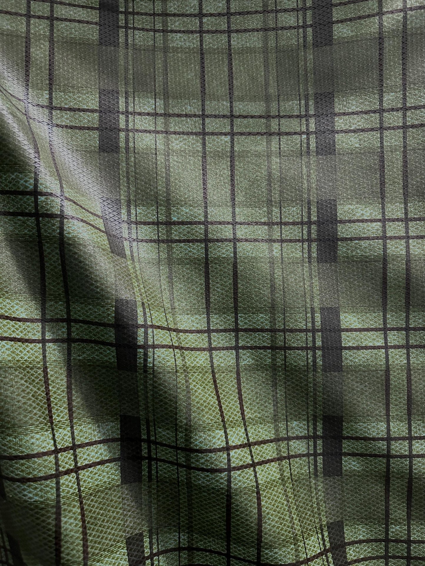 GREEN Multicolor Plaid Pleather Fabric (55 in.) Sold By The Yard