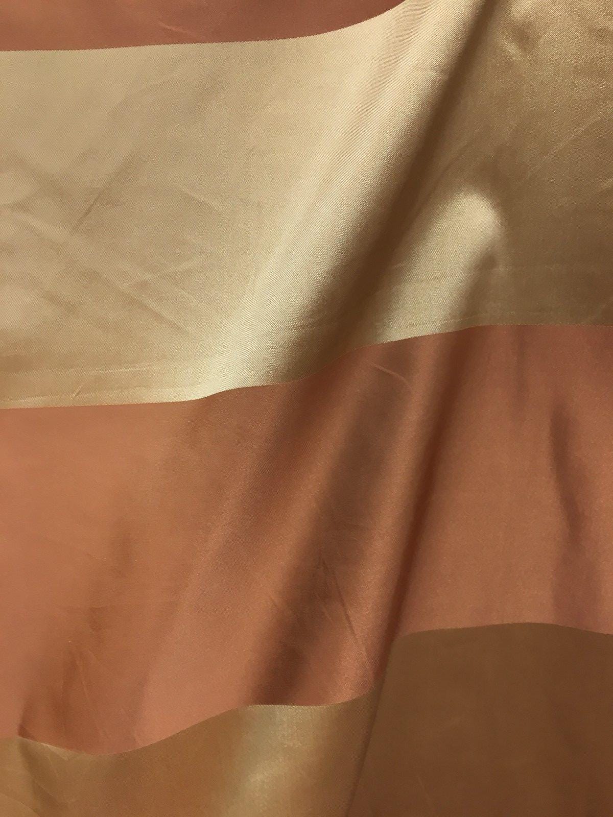 Copper Orange Peach Gold Striped Brocade Upholstery Drapery Fabric (54 in.) Sold By The Yard