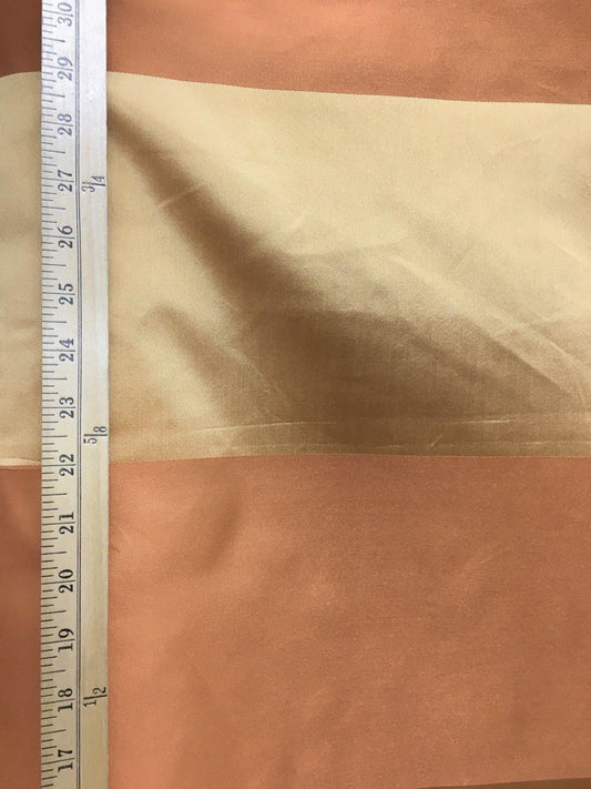 Copper Orange Peach Gold Striped Brocade Upholstery Drapery Fabric (54 in.) Sold By The Yard