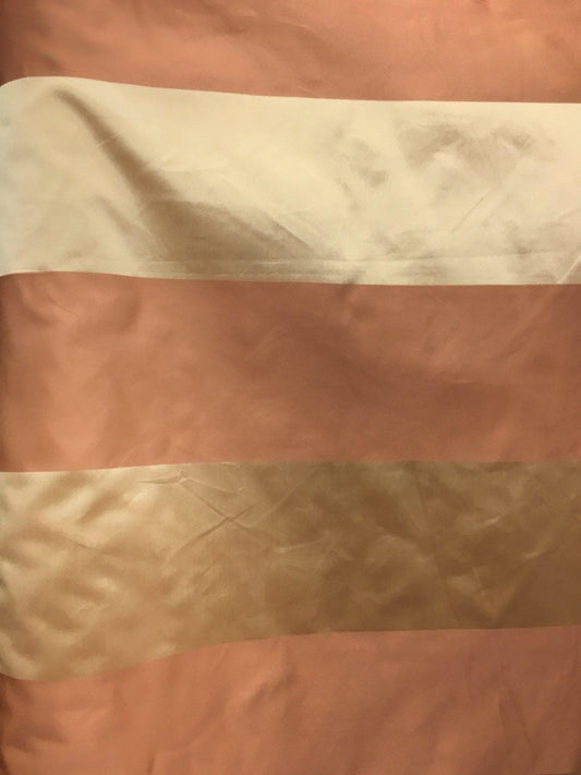 Copper Orange Peach Gold Striped Brocade Upholstery Drapery Fabric (54 in.) Sold By The Yard