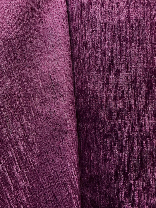PLUM PURPLE Solid Chenille Velvet Upholstery Drapery Fabric (110 in.) Sold By The Yard