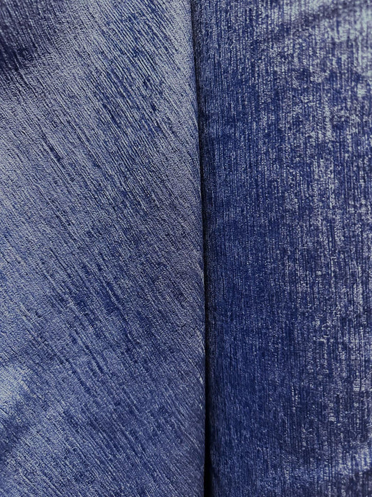 INDIGO BLUE Solid Chenille Velvet Upholstery Drapery Fabric (110 in.) Sold By The Yard