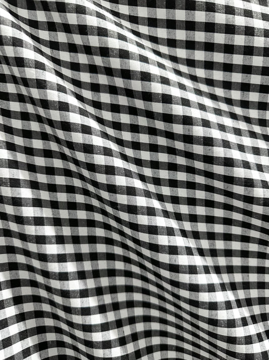Black White Checkered Plaid Poly Cotton Fabric (58 in.) Sold By The Yard